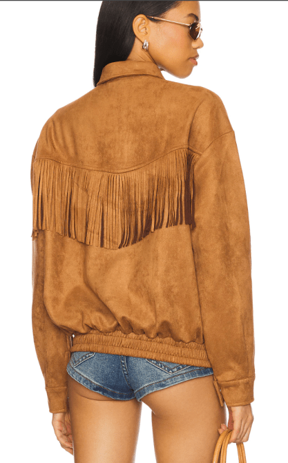 More to Come Bella Faux Suede Fringe Jacket