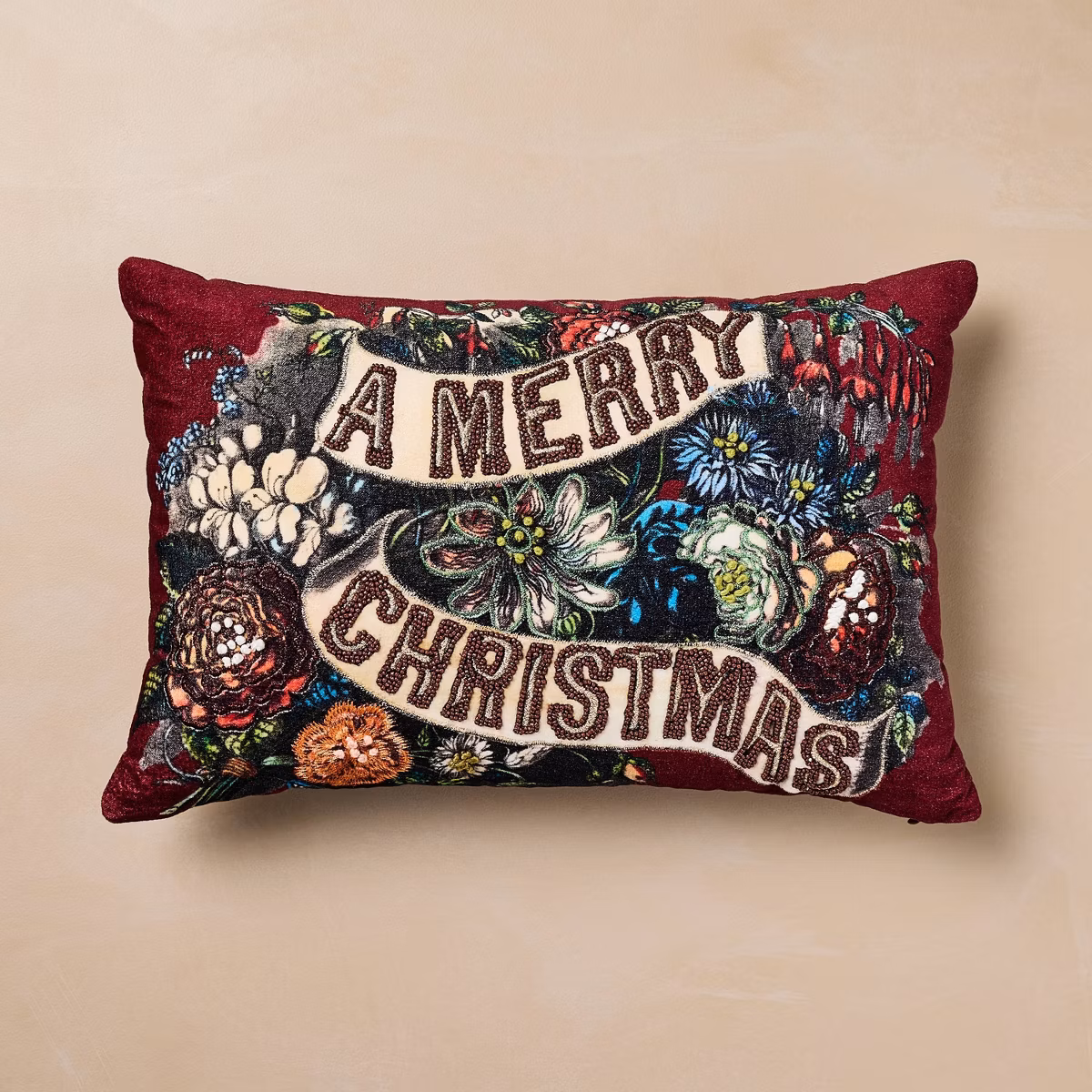 John Derian for Target Merry Christmas Floral Pillow