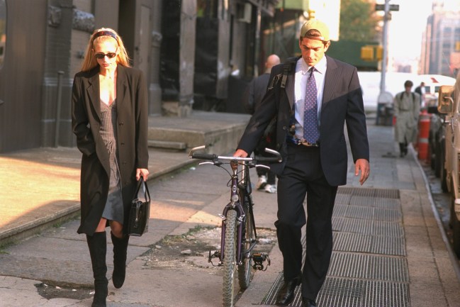 Carolyn Bessette Kennedy and JFK Jr. walking in New York City